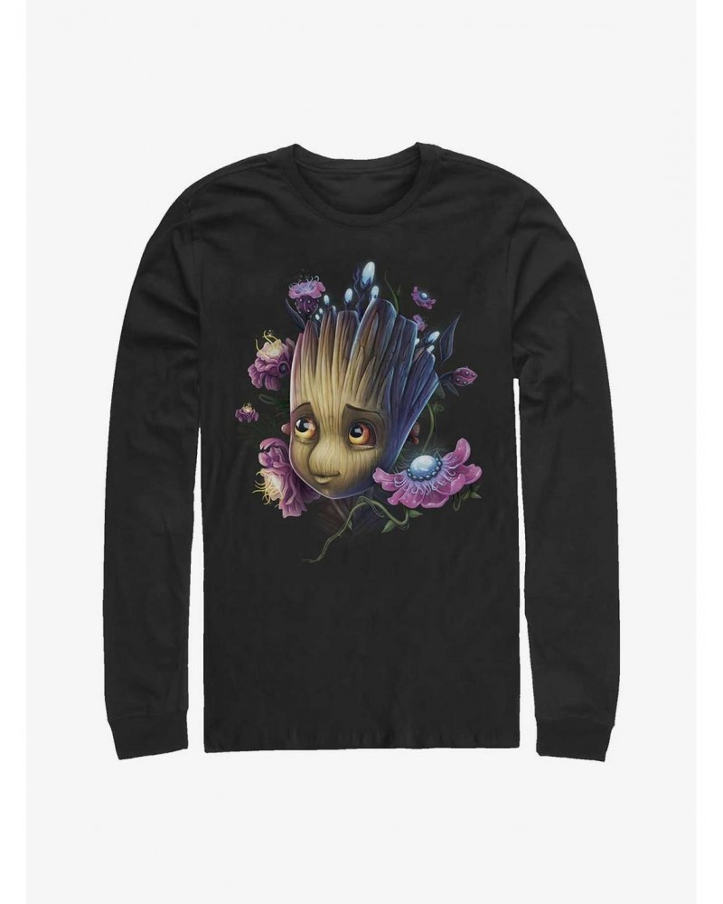 Marvel Guardians Of The Galaxy Groot Flowers Long-Sleeve T-Shirt $10.86 T-Shirts
