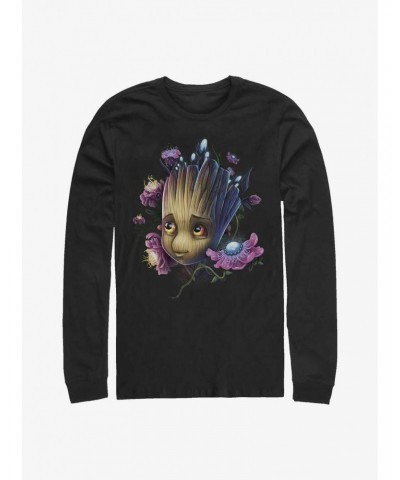 Marvel Guardians Of The Galaxy Groot Flowers Long-Sleeve T-Shirt $10.86 T-Shirts