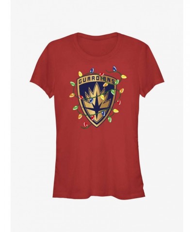 Marvel Guardians of the Galaxy Christmas Lights Badge Girls T-Shirt $9.46 T-Shirts