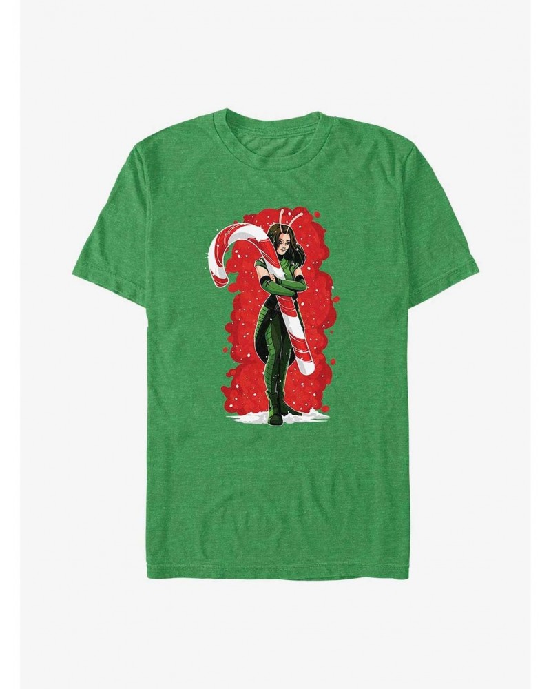 Marvel Guardians of the Galaxy Holiday Special Mantis Candy Cane Hug T-Shirt $7.41 T-Shirts