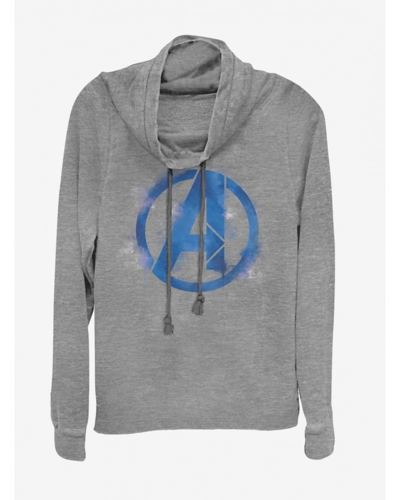 Marvel Avengers: Endgame Avengers Spray Logo Cowlneck Long-Sleeve Girls Heathered Top $15.27 Tops