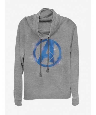 Marvel Avengers: Endgame Avengers Spray Logo Cowlneck Long-Sleeve Girls Heathered Top $15.27 Tops