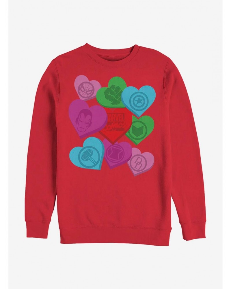 Marvel Avengers Candy Hearts Crew Sweatshirt $16.24 Sweatshirts