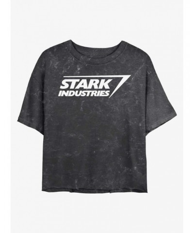 Marvel Iron Man Stark Industries Logo Mineral Wash Crop Girls T-Shirt $11.56 T-Shirts