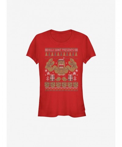 Marvel Hulk Want Presents Holiday Girls T-Shirt $11.45 T-Shirts