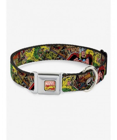 Marvel Thor Loki Poses Retro Comic Stacked Seatbelt Buckle Dog Collar $9.46 Pet Collars