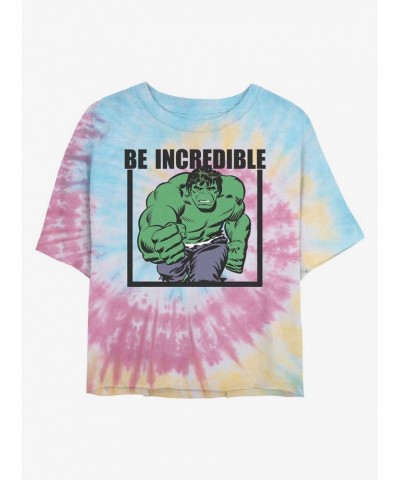 Marvel Hulk Be Incredible Tie Dye Crop Girls T-Shirt $13.45 T-Shirts