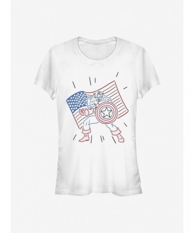 Marvel Captain America Line Art Girls T-Shirt $10.21 T-Shirts