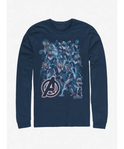Marvel Avengers: Endgame Suit Group Navy Blue Long-Sleeve T-Shirt $16.45 T-Shirts