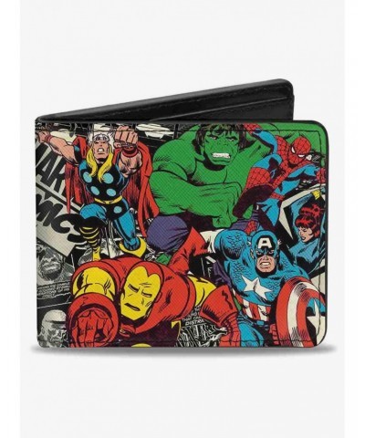 Marvel 5 Avengers Action Marvel Comics Logo Comic Scenes Full Color Bifold Wallet $7.11 Wallets