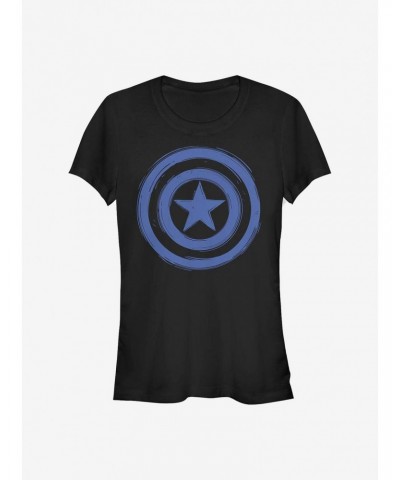 Marvel Captain America Woodcut Cap America Girls T-Shirt $11.95 T-Shirts
