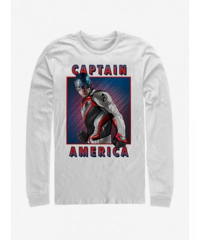 Marvel Avengers: Endgame Captain America Armor Solo Box White Long-Sleeve T-Shirt $9.87 T-Shirts