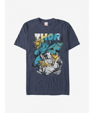 Marvel Thor Sketch Splatter Print T-Shirt $9.32 T-Shirts