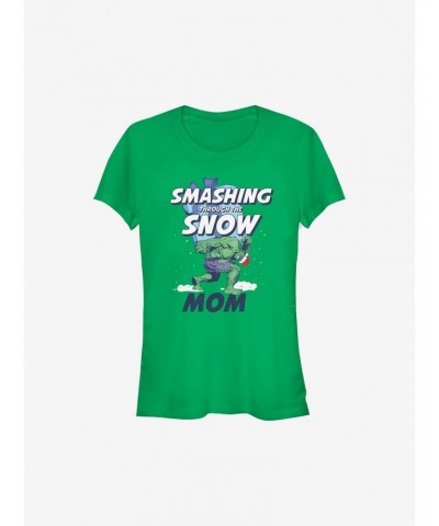 Marvel Hulk Smashing Through The Snow Mom Holiday Girls T-Shirt $10.46 T-Shirts