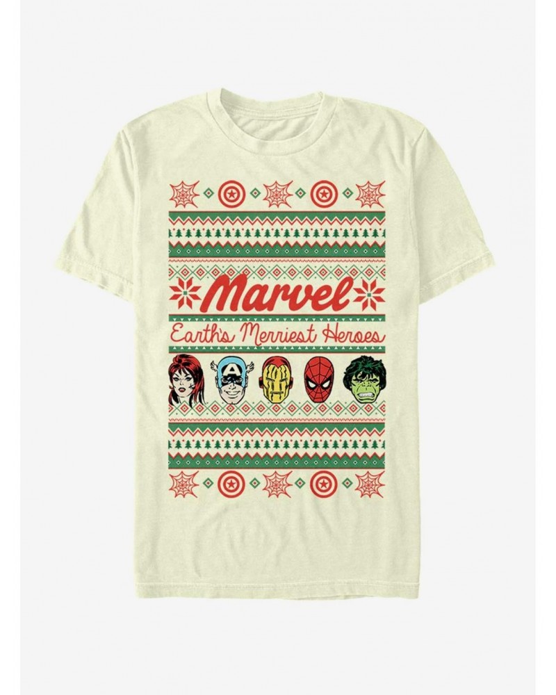 Marvel Avengers Merriest Heroes Ugly Christmas T-Shirt $8.37 T-Shirts