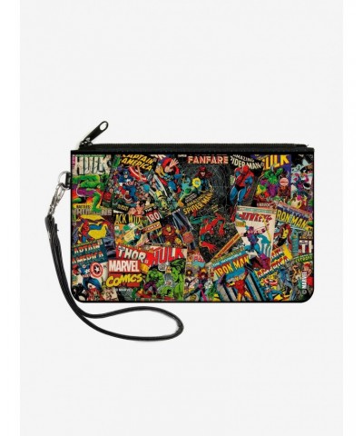 Marvel Retro Comic Books Stacked Wallet Canvas Zip Clutch $9.07 Clutches