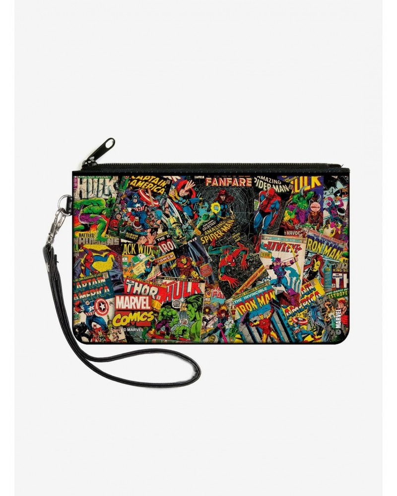Marvel Retro Comic Books Stacked Wallet Canvas Zip Clutch $9.07 Clutches