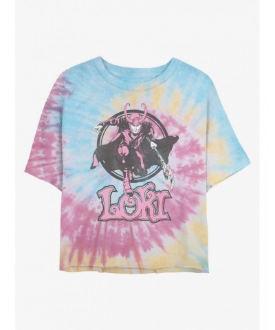 Marvel Loki Trickster Tie Dye Crop Girls T-Shirt $9.15 T-Shirts