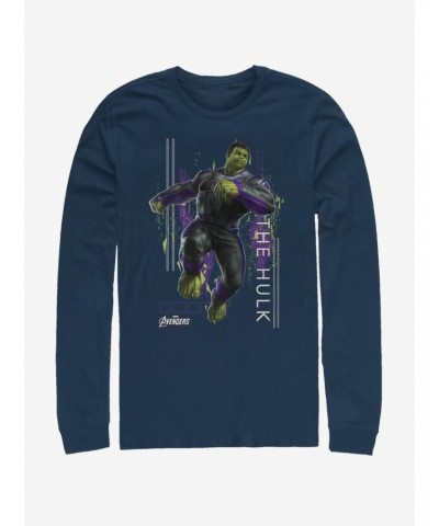 Marvel Avengers: Endgame Hulk Motion Navy Blue Long-Sleeve T-Shirt $9.87 T-Shirts