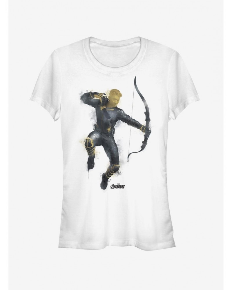 Marvel Avengers: Endgame Painted Hawkeye Girls White T-Shirt $11.70 T-Shirts