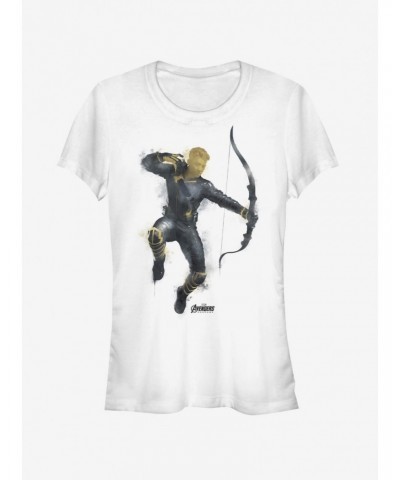 Marvel Avengers: Endgame Painted Hawkeye Girls White T-Shirt $11.70 T-Shirts