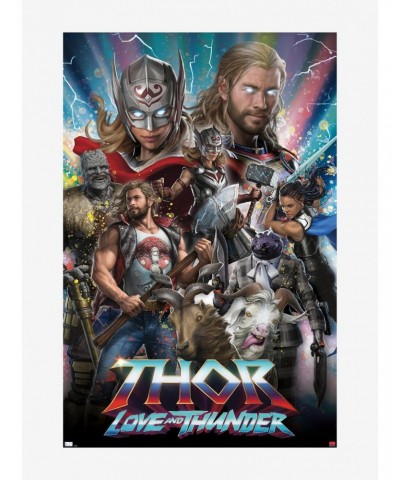 Marvel Thor: Love And Thunder Retro Movie Collage Poster $4.45 Posters