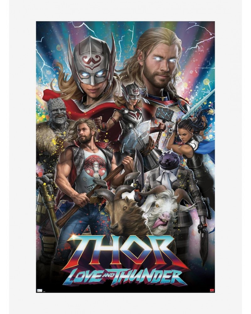 Marvel Thor: Love And Thunder Retro Movie Collage Poster $4.45 Posters