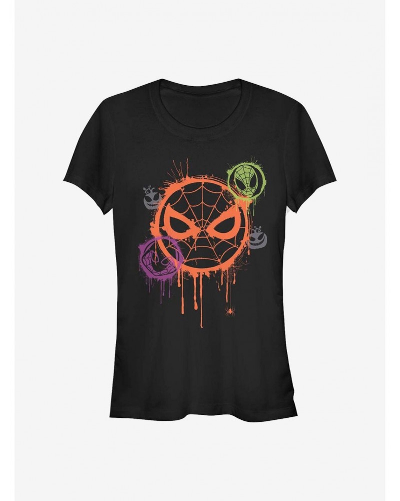 Marvel Avengers Spooky Spider Stencil Girls T-Shirt $11.21 T-Shirts