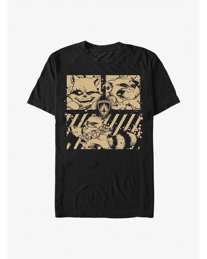 Marvel Guardians of the Galaxy Raccoon Panels T-Shirt $8.13 T-Shirts