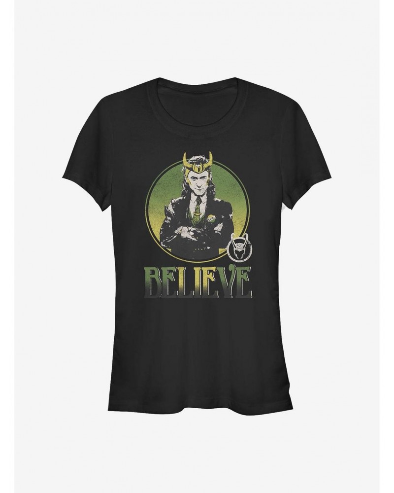 Marvel Loki Circle Believe Girls T-Shirt $11.95 T-Shirts