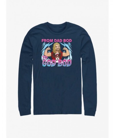 Marvel Thor: Love and Thunder Dad Bod To God Bod Long-Sleeve T-Shirt $10.20 T-Shirts