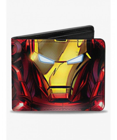 Marvel Iron Man Face Chest Arc Reactor Close Up Bifold Wallet $10.45 Wallets