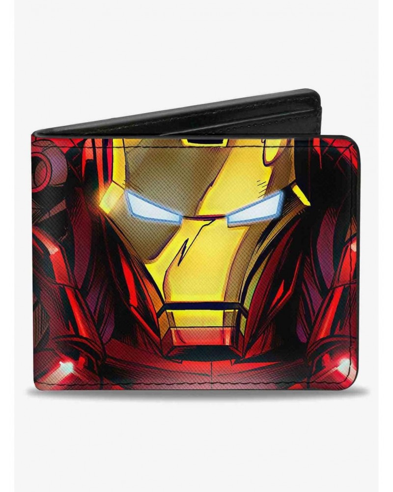 Marvel Iron Man Face Chest Arc Reactor Close Up Bifold Wallet $10.45 Wallets