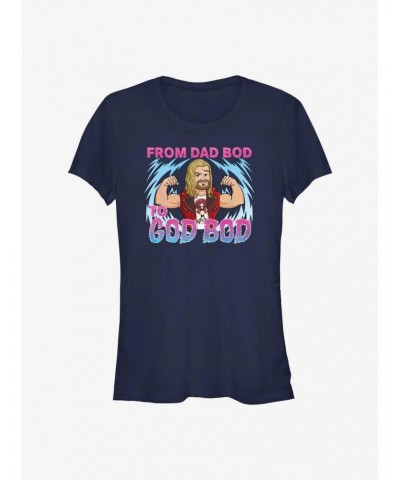 Marvel Thor: Love and Thunder Dad Bod To God Bod Girls T-Shirt $11.95 T-Shirts