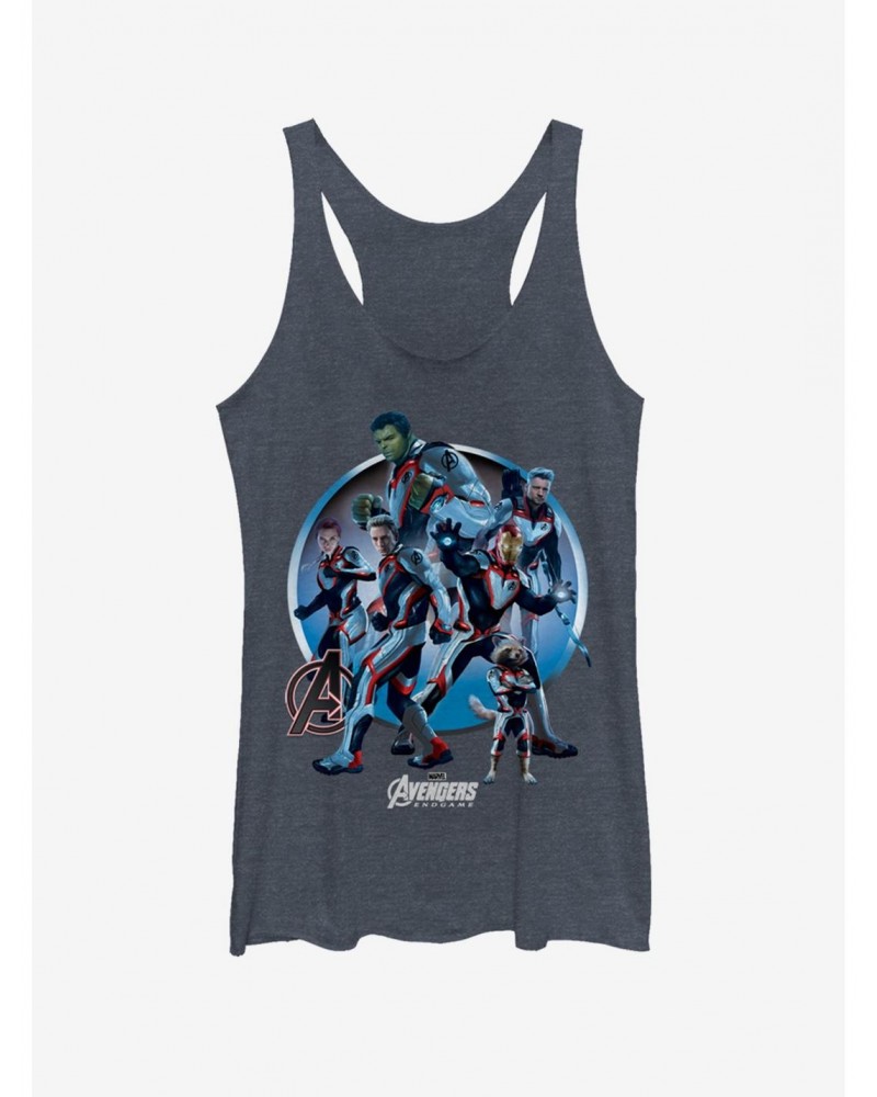 Marvel Avengers: Endgame Unite Girls Navy Blue Heathered Tank Top $9.84 Tops