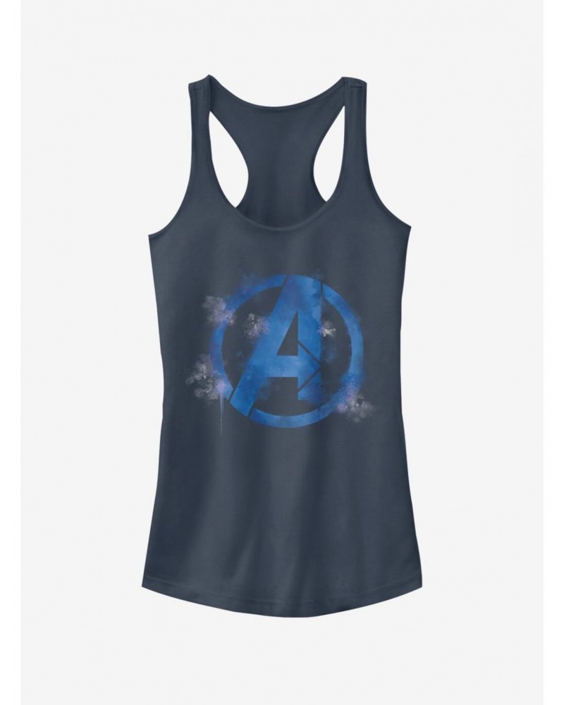 Marvel Avengers: Endgame Avengers Spray Logo Girls Indigo Tank Top $12.45 Tops