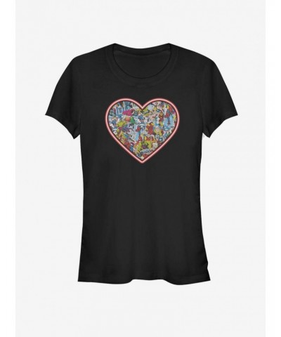 Marvel Avengers Comic Glow Heart Girls T-Shirt $8.47 T-Shirts