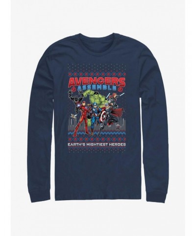 Marvel Avengers Assemble Ugly Christmas Long-Sleeve T-Shirt $15.13 T-Shirts