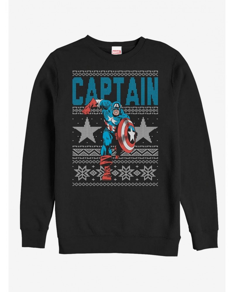 Marvel Captain America Star Ugly Christmas Sweater Sweatshirt $18.45 Sweatshirts