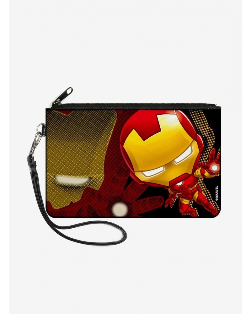 Marvel Chibi Iron Man Repulsor Pose Wallet Canvas Zip Clutch $9.07 Clutches