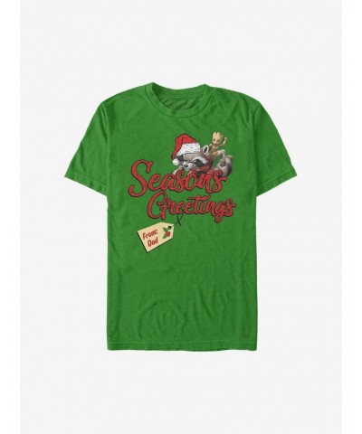 Marvel Guardians Of The Galaxy Seasons Greetings From Dad Holiday T-Shirt $10.76 T-Shirts