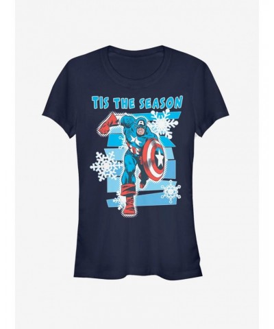 Marvel Captain America Tis The Season Snowflake Girls T-Shirt $11.21 T-Shirts