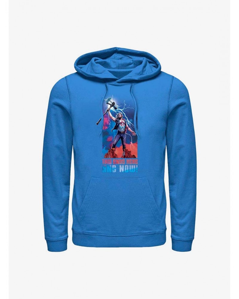 Marvel Thor: Love and Thunder Ends Here and Now Hoodie $18.86 Hoodies