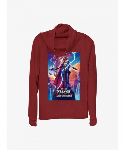 Marvel Thor: Love and Thunder Mighty Thor Movie Poster Cowl Neck Long-Sleeve Top $22.00 Tops