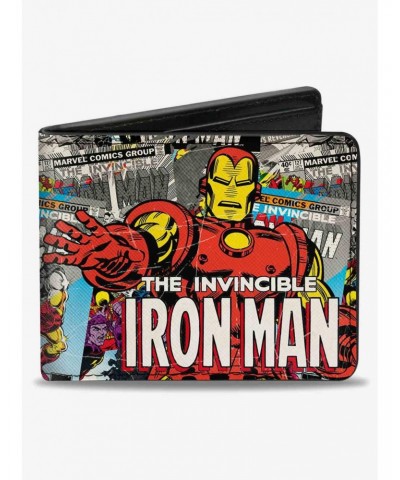 Marvel Invincible Iron Man Standing Pose Stacked Comics Bifold Wallet $7.73 Wallets