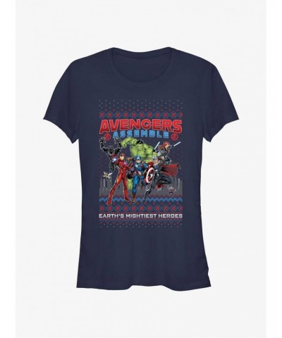 Marvel Avengers Assemble Ugly Christmas Girls T-Shirt $9.21 T-Shirts