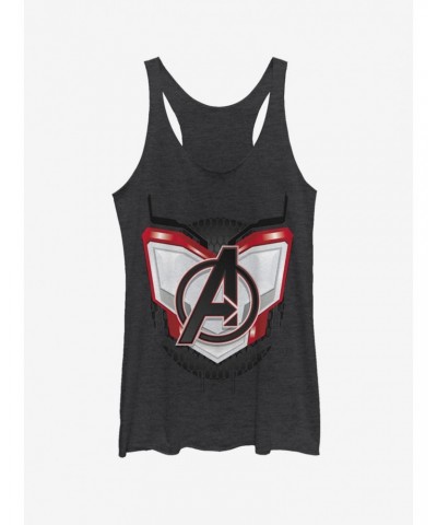 Marvel Avengers: Endgame Logo Armor Girls Black Heathered Tank Top $9.84 Tops