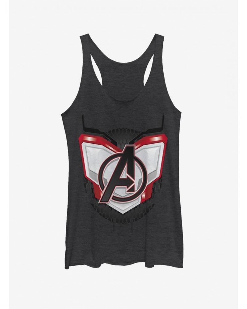 Marvel Avengers: Endgame Logo Armor Girls Black Heathered Tank Top $9.84 Tops