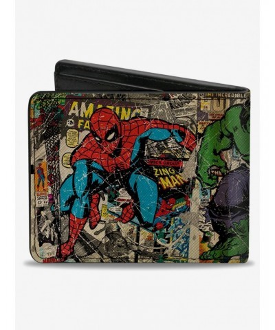 Marvel Avengers Comics Retro Avengers Group Pose With Comics Books Bifold Wallet $10.24 Wallets