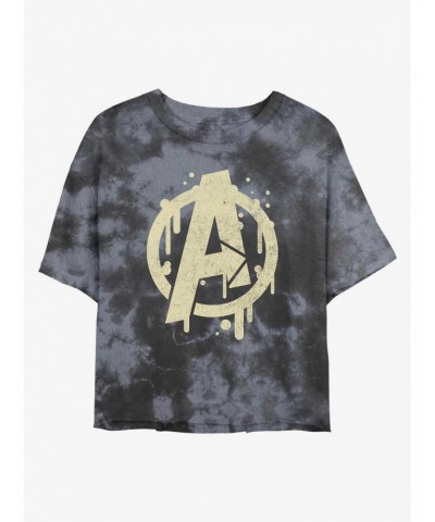 Marvel Avengers Paint Drip Logo Tie-Dye Girls Crop T-Shirt $14.45 T-Shirts